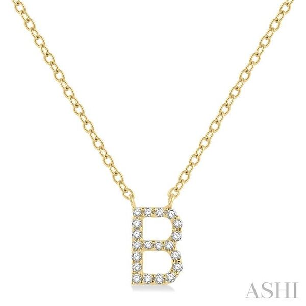 1/20 ctw Initial 'B' Round Cut Diamond Pendant With Chain in 14K Yellow Gold Grogan Jewelers Florence, AL