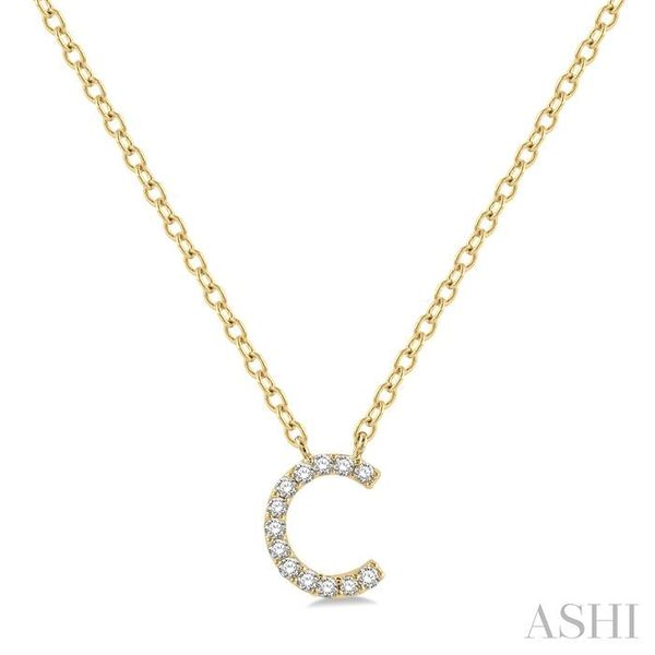 1/20 ctw Initial 'C' Round Cut Diamond Pendant With Chain in 14K Yellow Gold Grogan Jewelers Florence, AL