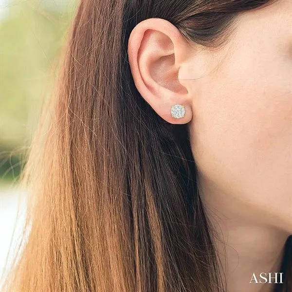 1 Ctw Lovebright Round Cut Diamond Earrings in 14K Yellow...