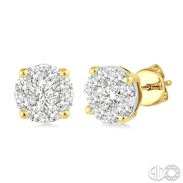 1 Ctw Lovebright Round Cut Diamond Earrings in 14K Yellow...