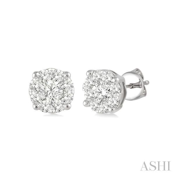 1/6 Ctw Lovebright Round Cut Diamond Earrings in 14K White Gold Grogan Jewelers Florence, AL
