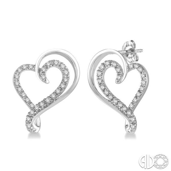 Round 1/6 ctw Diamond Double Heart Stud Earrings 10K Rose Gold