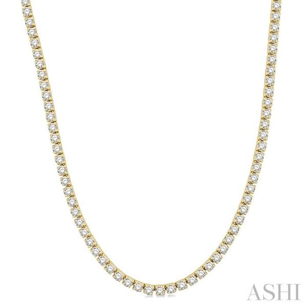 10 ctw Round Cut Diamond Tennis Necklace in 14K Yellow Gold Grogan Jewelers Florence, AL