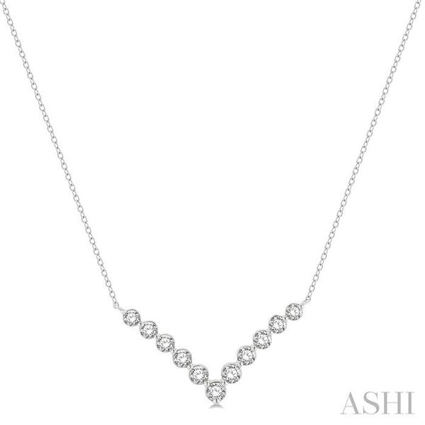 1 ctw Chevron Round Cut Diamond Necklace in 14K White Gold Grogan Jewelers Florence, AL