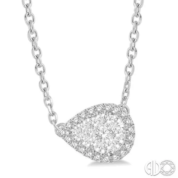 1/3 Ctw Reclining Pear Shape Lovebright Round Cut Diamond...