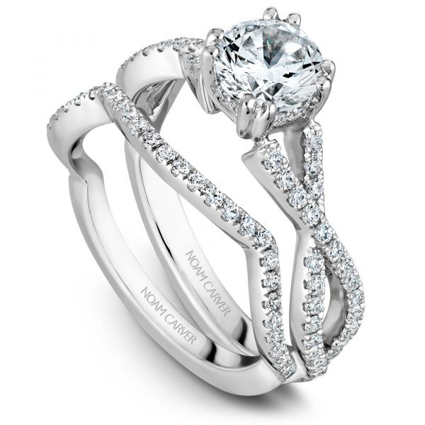 A Noam Carver Engagement Ring in 14K White Gold with 58 Round Diamonds Image 3 Grogan Jewelers Florence, AL