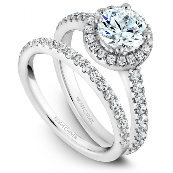 A Noam Carver Engagement Ring in 14K White Gold with 36 Round Diamonds Image 3 Grogan Jewelers Florence, AL