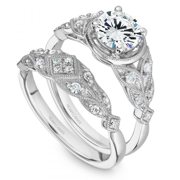 A Noam Carver Engagement Ring in 18K White Gold with 10 Round Diamonds Image 4 Grogan Jewelers Florence, AL