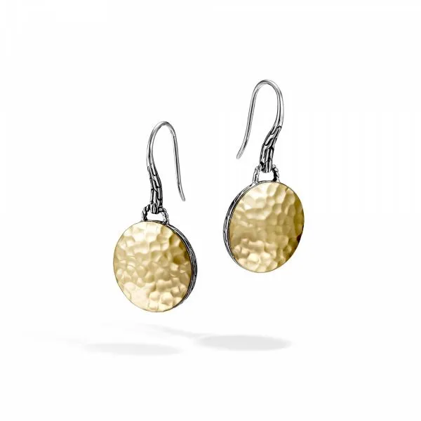 Hammered Gold and Silver Drop Earrings