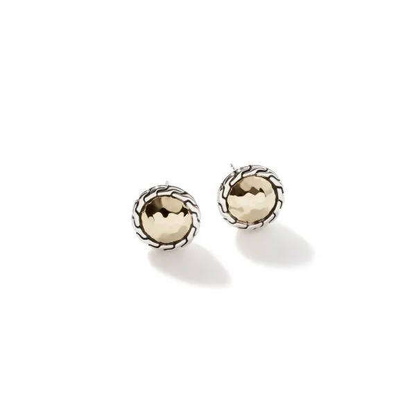 Classic Chain Round Hammered Stud Earrings