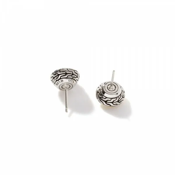 Classic Chain Round Hammered Stud Earrings