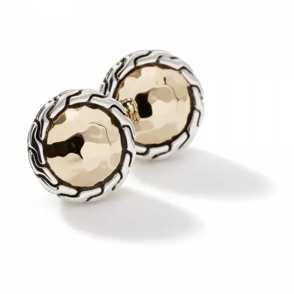 Classic Chain Round Hammered Stud Earrings