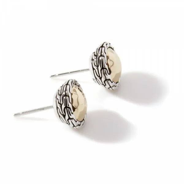 Classic Chain Round Hammered Stud Earrings