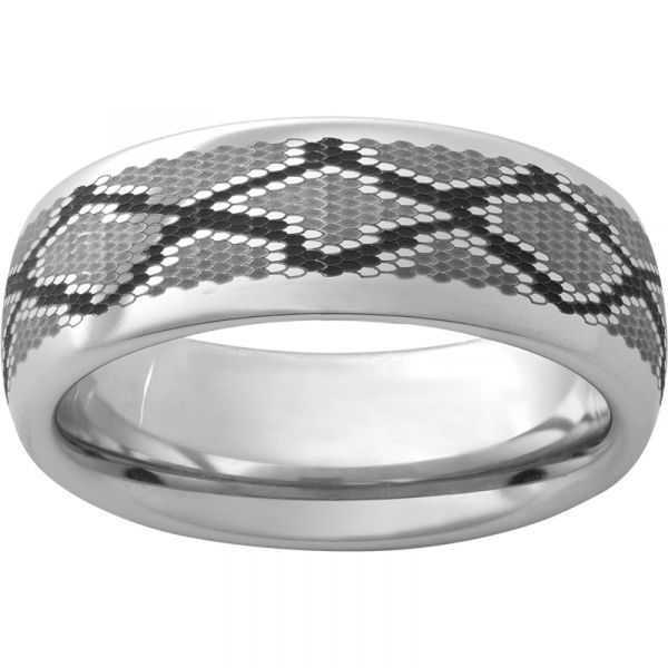 Serinium Domed Band with Snake Laser Engraving Grogan Jewelers Florence, AL