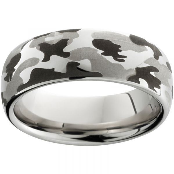 Serinium Domed Band with Camo Laser Engraving Grogan Jewelers Florence, AL