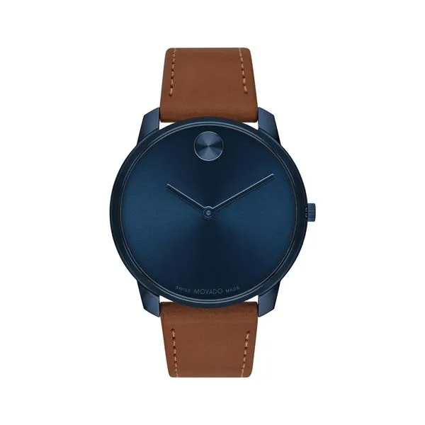 Movado Movado BOLD Thin Blue Brown Leather Strap 3600830