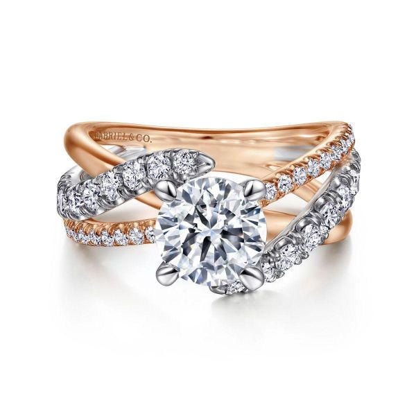 Gabriel & Co. - ER12337R6T44JJ - 14K White-Rose Gold Round Free Form Diamond Engagement Ring Hannoush Jewelers, Inc. Albany, NY