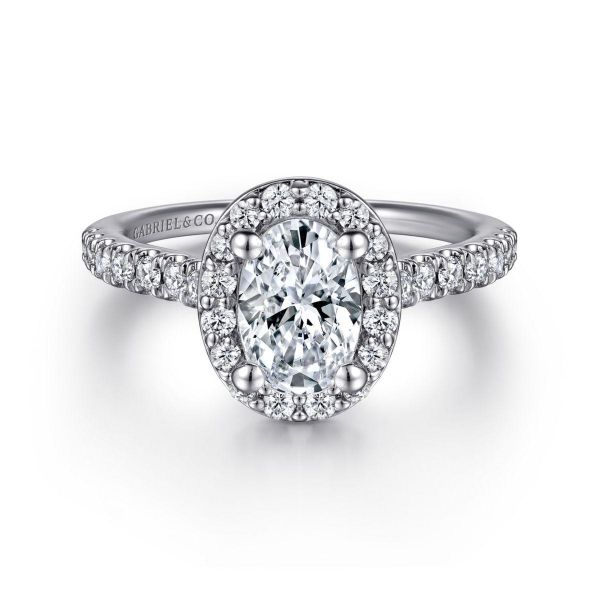 Gabriel & Co. - ER14103W44JJ - 14K White Gold Oval Halo Diamond Engagement Ring Hannoush Jewelers, Inc. Albany, NY