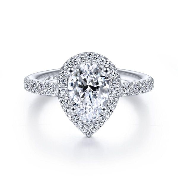 Gabriel & Co. - ER14322W44JJ - 14K White Gold Pear Shape Halo Diamond Engagement Ring Hannoush Jewelers, Inc. Albany, NY