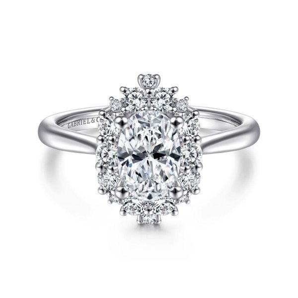 Gabriel & Co. - ER14722O4W44JJ - 14K White Gold Oval Halo Diamond Engagement Ring Hannoush Jewelers, Inc. Albany, NY