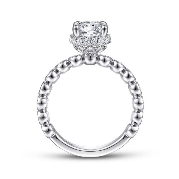 Gabriel & Co. - ER15261R4W44JJ - Vintage Inspired 14K White Gold Round Diamond Engagement Ring Image 2 Hannoush Jewelers, Inc. Albany, NY