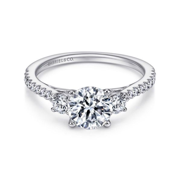 Gabriel & Co. - ER7296W44JJ - 14K White Gold Round Three Stone Diamond Engagement Ring Hannoush Jewelers, Inc. Albany, NY