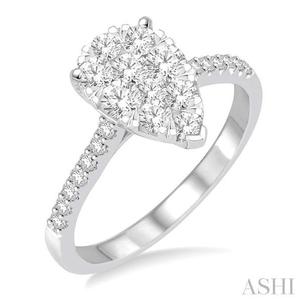 3/4 Ctw Pear Shape Diamond Lovebright Ring in 14K White Gold Hart's Jewelers Grants Pass, OR