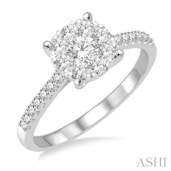 3/4 Ctw Round Cut Lovebright Diamond Ring in 14K White Gold Hart's Jewelers Grants Pass, OR