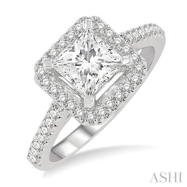 1/3 Ctw Square Shape Diamond Semi-Mount Engagement Ring in 14K White Gold Hart's Jewelers Grants Pass, OR