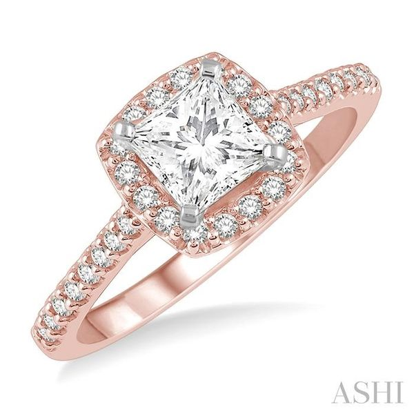 1/4 Ctw Square Shape Diamond Semi-Mount Engagement Ring in 14K Rose and White Gold Hart's Jewelers Grants Pass, OR