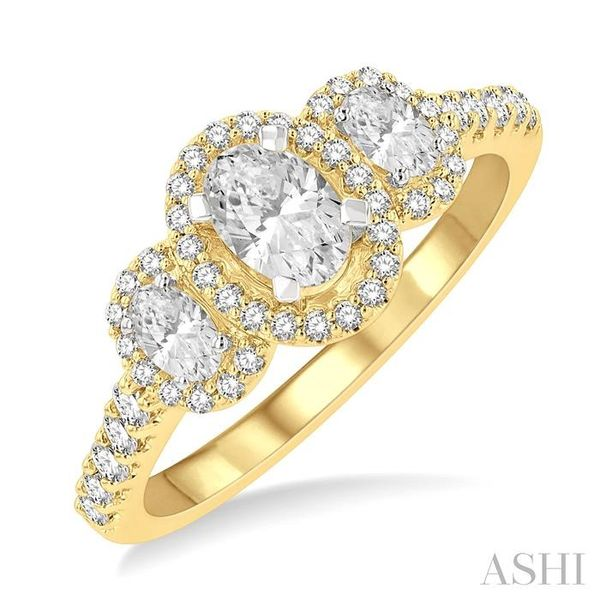 5/8 ctw Oval Shape Past, Present & Future Round Cut Diamond Semi Mount Engagement Ring in 14K Yellow and White Gold Hart's Jewelers Grants Pass, OR