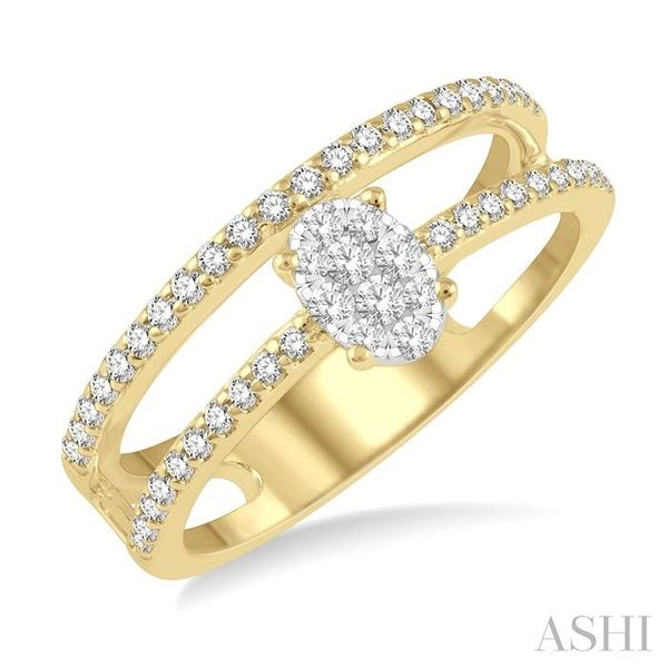 1/3 ctw Twin Band Oval Shape Lovebright Round Cut Diamond Fashion Ring in 14K Yellow and White Gold Hart's Jewelers Grants Pass, OR