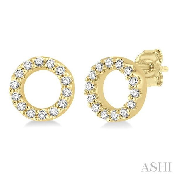1/10 ctw Circular Round Cut Diamond Petite Fashion Stud Earring in 10K Yellow Gold Hart's Jewelers Grants Pass, OR