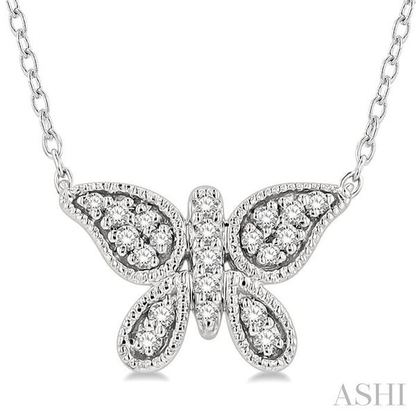 1/10 Ctw Butterfly Petite Round Cut Diamond Fashion Pendant With Chain in 10K White Gold Hart's Jewelers Grants Pass, OR