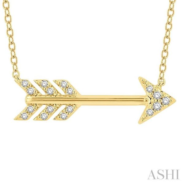 1/10 Ctw Arrow Petite Round Cut Diamond Fashion Pendant With Chain in 10K Yellow Gold Hart's Jewelers Grants Pass, OR