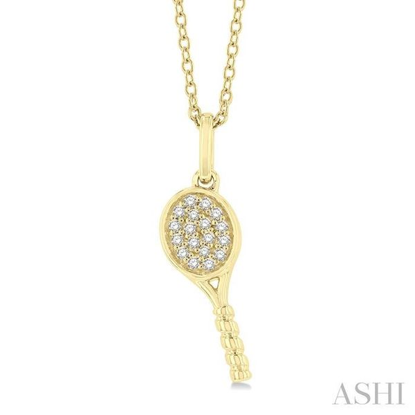 1/10 ctw Petite Tennis Racket Round Cut Diamond Fashion Pendant With Chain in 10K Yellow Gold Hart's Jewelers Grants Pass, OR