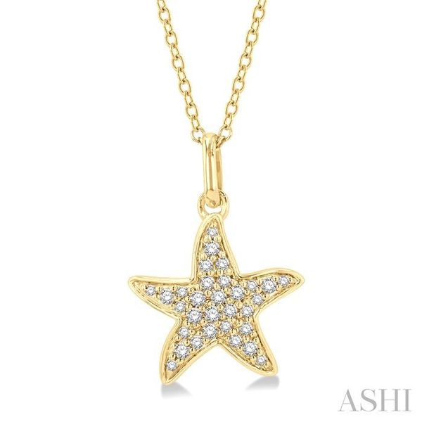 1/10 Ctw Starfish Petite Round Cut Diamond Fashion Pendant With Chain in 10K Yellow Gold Hart's Jewelers Grants Pass, OR