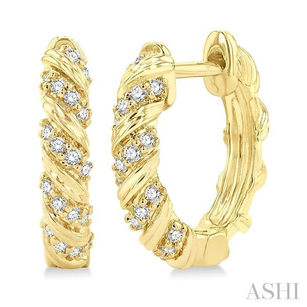 1/5 ctw Petite Swirl Round Cut Diamond Fashion Huggies in 10K Yellow Gold Hart's Jewelers Grants Pass, OR