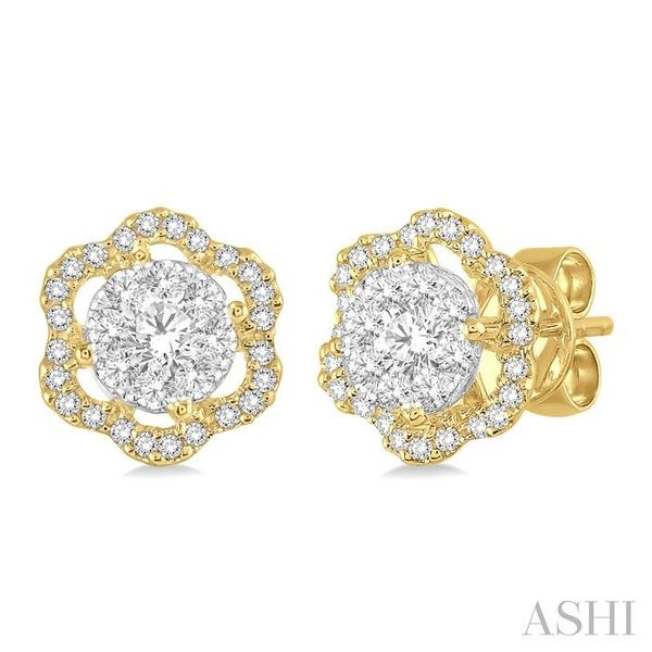 5/8 Ctw Round Cut Diamond Lovebright Earrings in 14K Yellow and White Gold Hart's Jewelers Grants Pass, OR