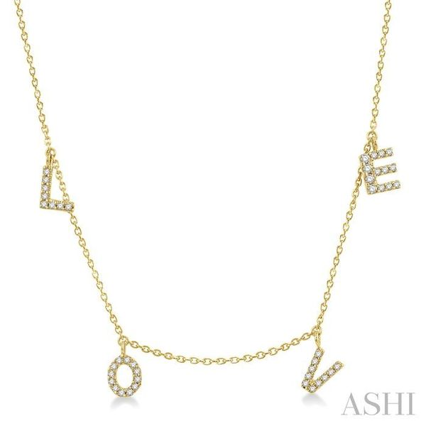1/6 Ctw 'LOVE' Round Cut Diamond Station Necklace in 14K Yellow Gold Hart's Jewelers Grants Pass, OR