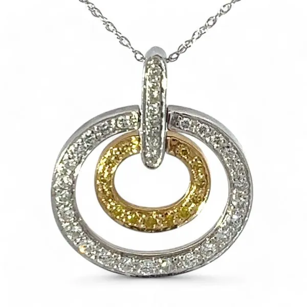 14k White and Yellow Gold 1ctw Diamond Pendant with White Gold Chain similar item image