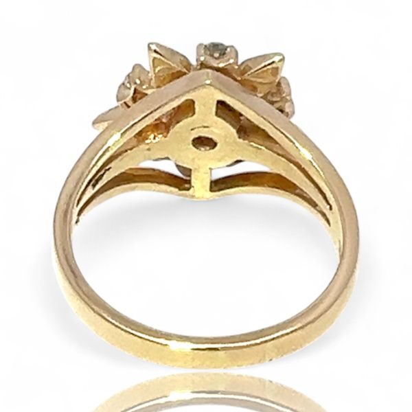 14k Yellow Gold 1/5ctw VS2 Brilliant Cut Diamond Flower Ring Size 7