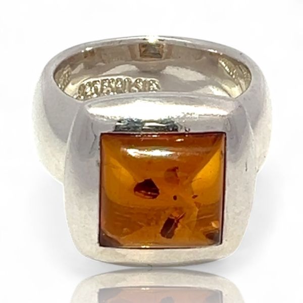 Joseph Esposito Sterling Silver Square Amber Ring Size
