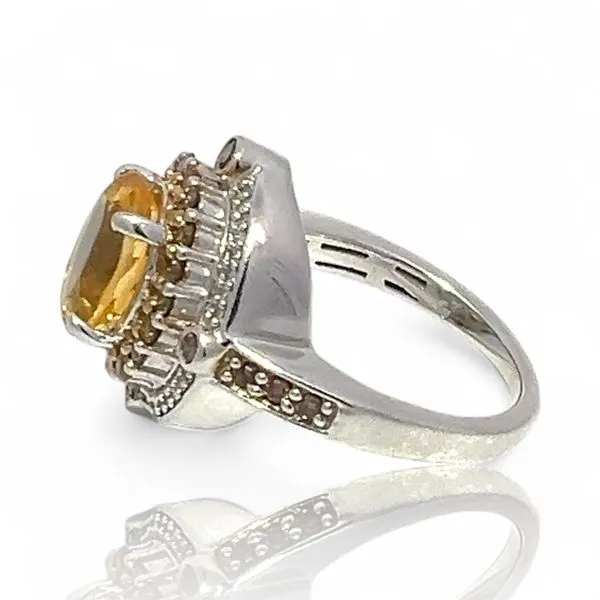 Sterling Silver Oval Cut Citrine and 1/2ctw Diamond Ring ...
