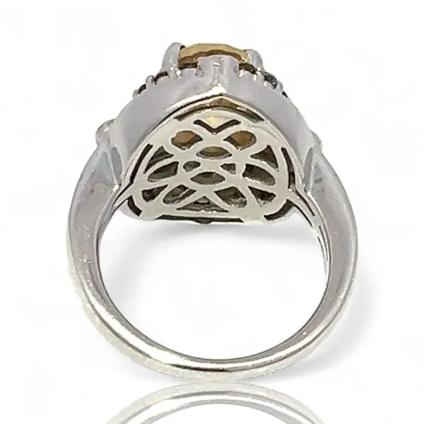 Sterling Silver Oval Cut Citrine and 1/2ctw Diamond Ring ...
