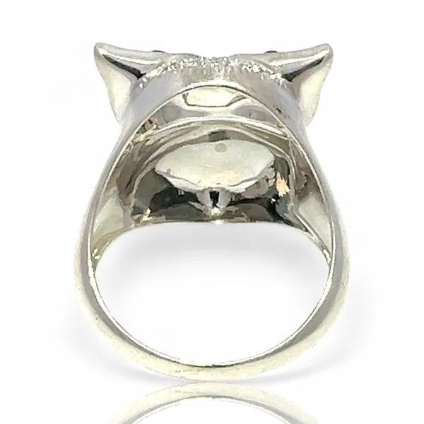 Sterling Silver Marcasite and Cubic Zirconia Owl Ring Siz...