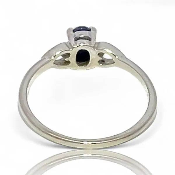 10k White Gold Lab Created Oval Blue Star Sapphire Ring S...