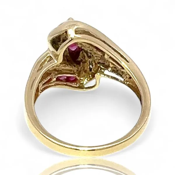 10k Yellow and White Gold Purplish Red Ruby and Diamond R...