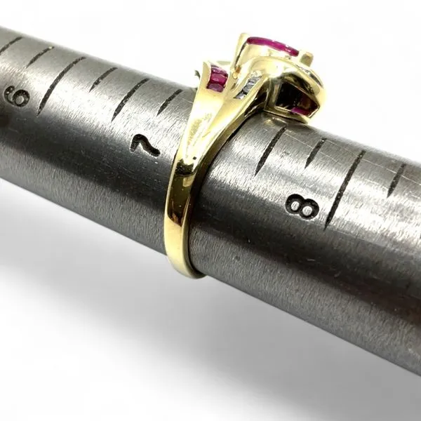 10k Yellow and White Gold Purplish Red Ruby and Diamond R...