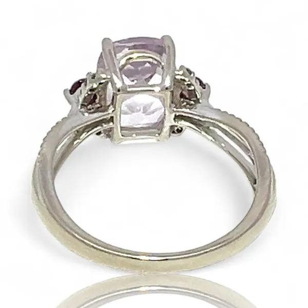 10k White Gold Cushion Cut Pale Amethyst and Diamond Ring...